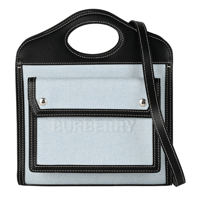 Pocket Mini Crossbody, £380, Handbags, Black/Blue, Canvas/Leather, Front view